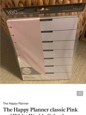 The Happy Planner Pink & White Weekly Block Pad - Classic Layout